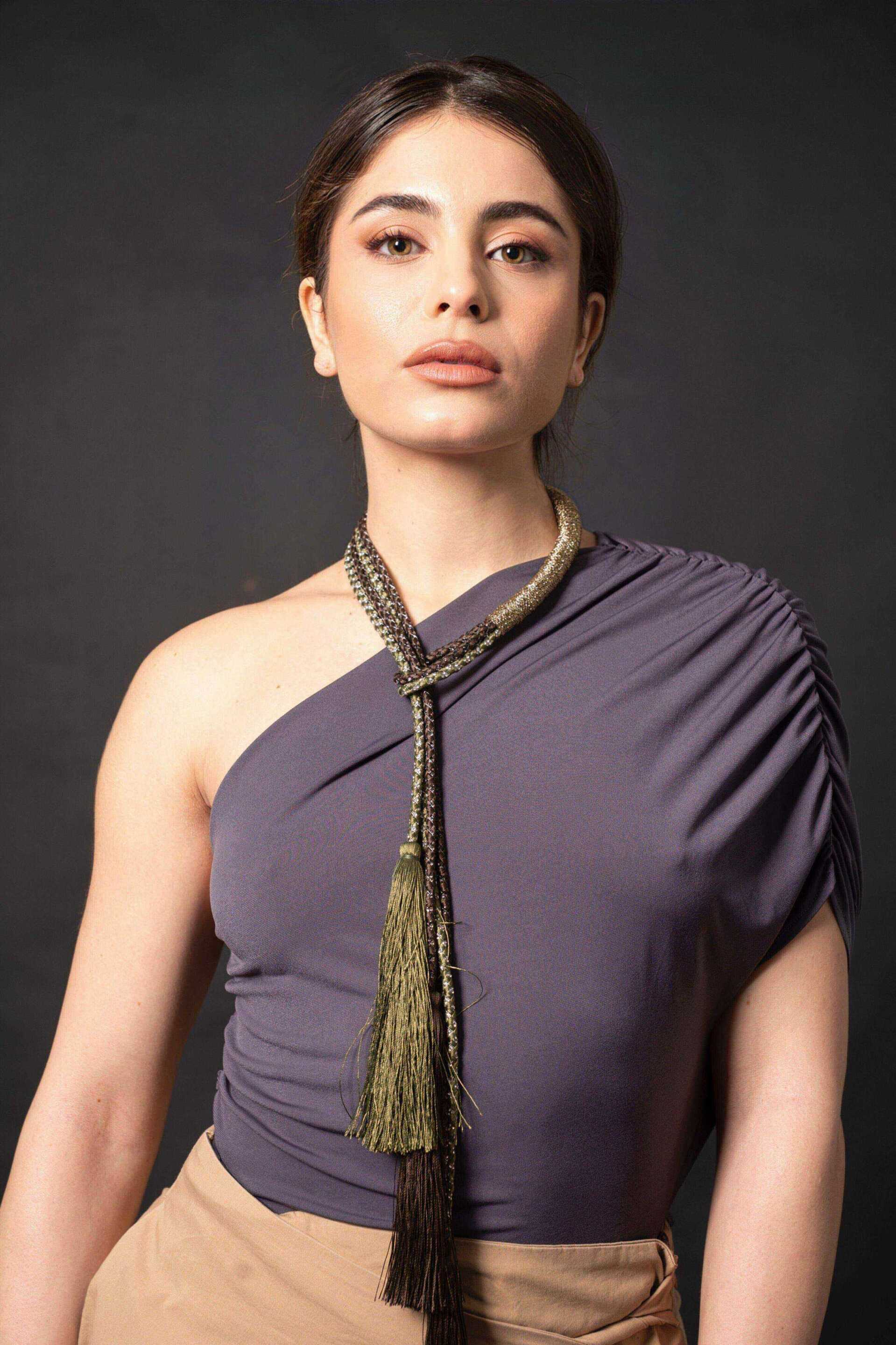 Miniatura Collana a cordone intrecciato con maxi nappe - 100%CACHEMIRE