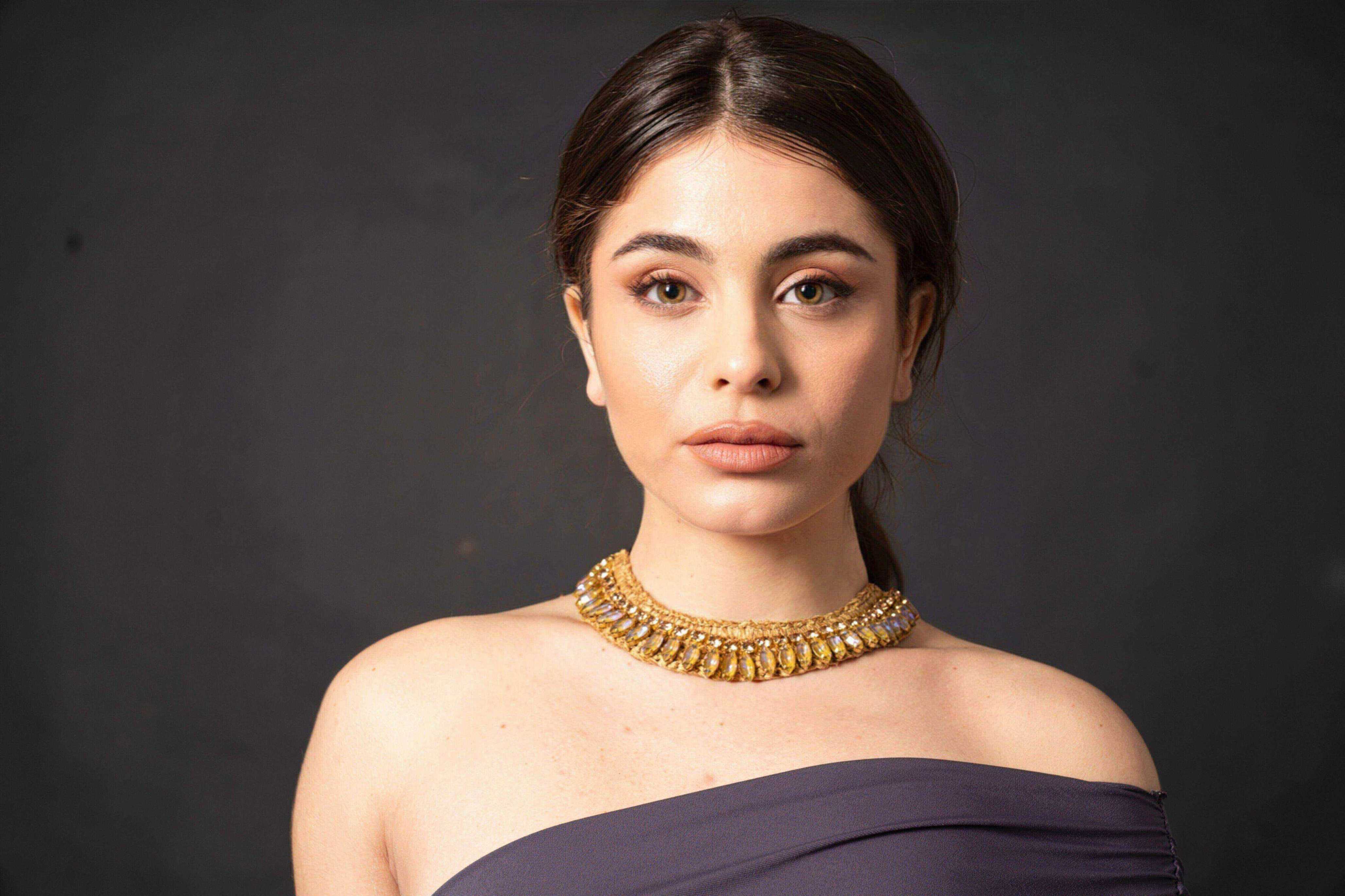 Miniatura Collana choker "Crystal Embroidery" con nastro - 100%CACHEMIRE