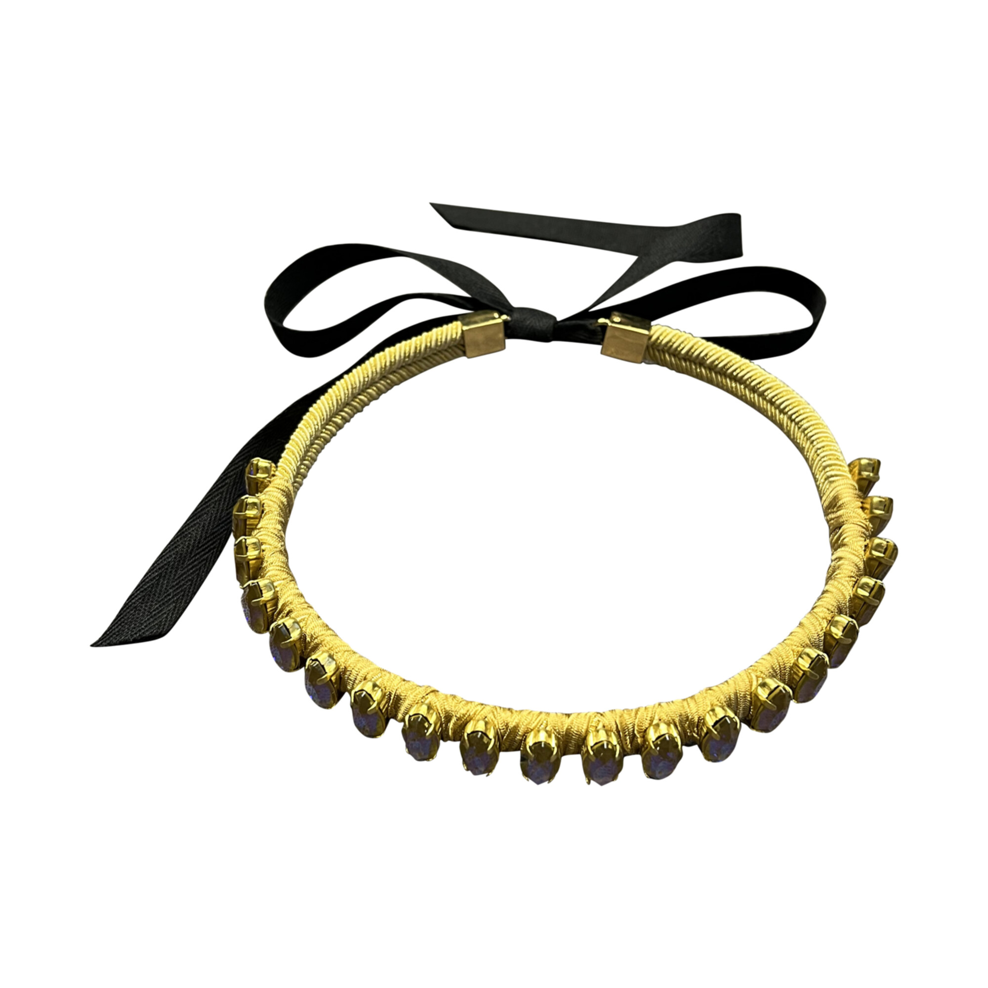 Choker a torchon dorato con cristalli