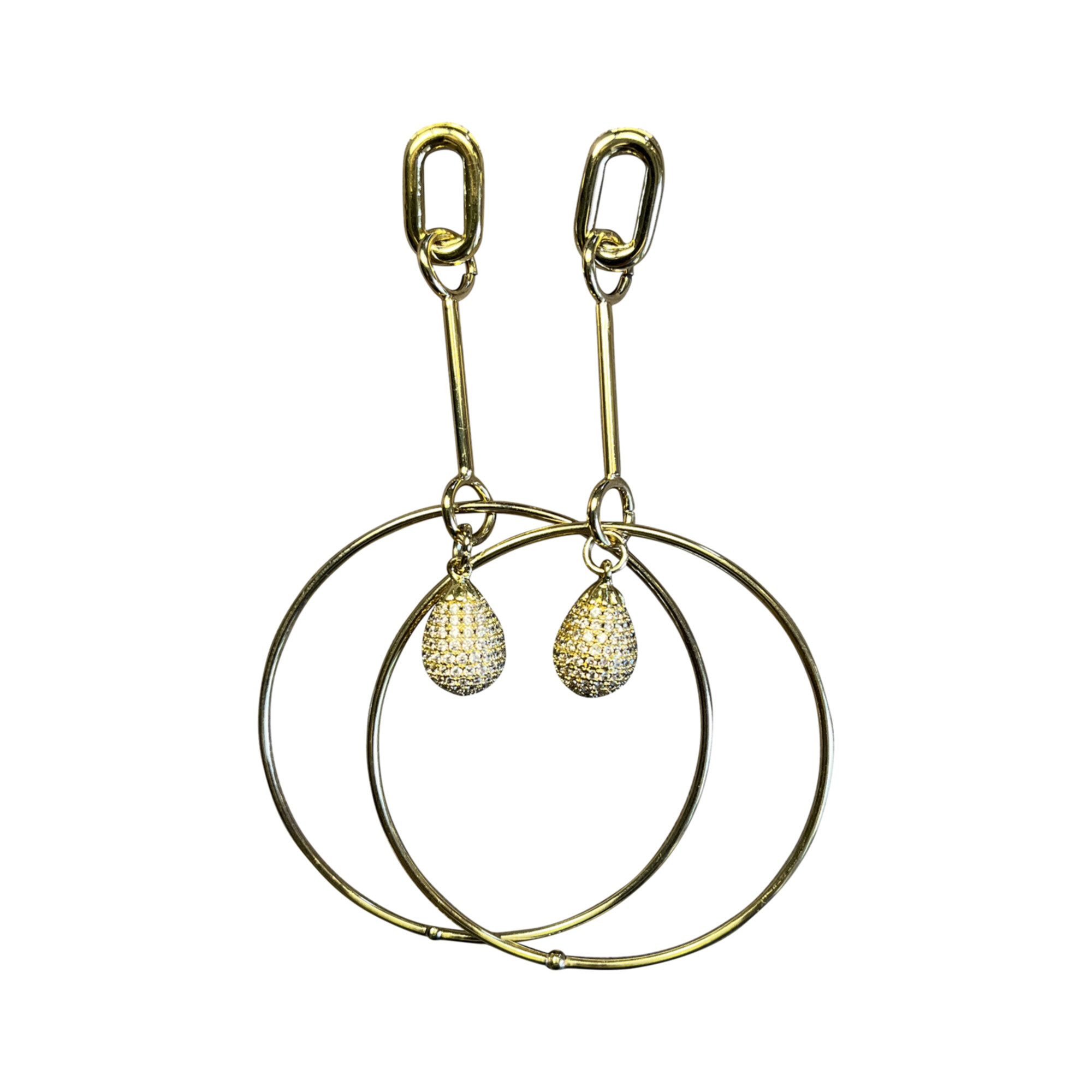 Orecchini a cerchio con goccia pavé