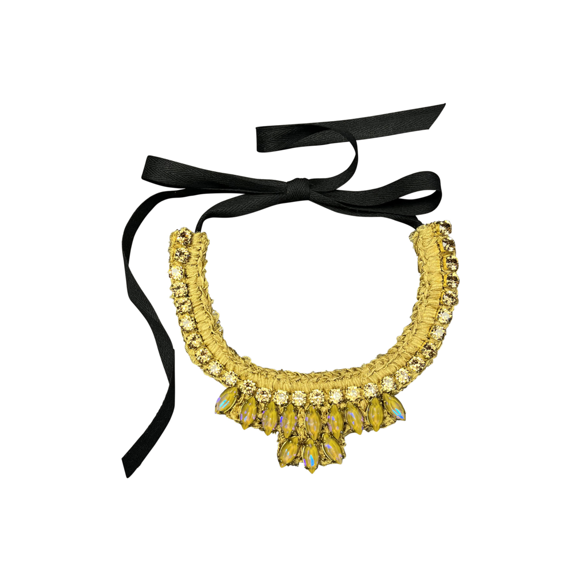 Collana "Crystal Cascade" con ricamo centrale