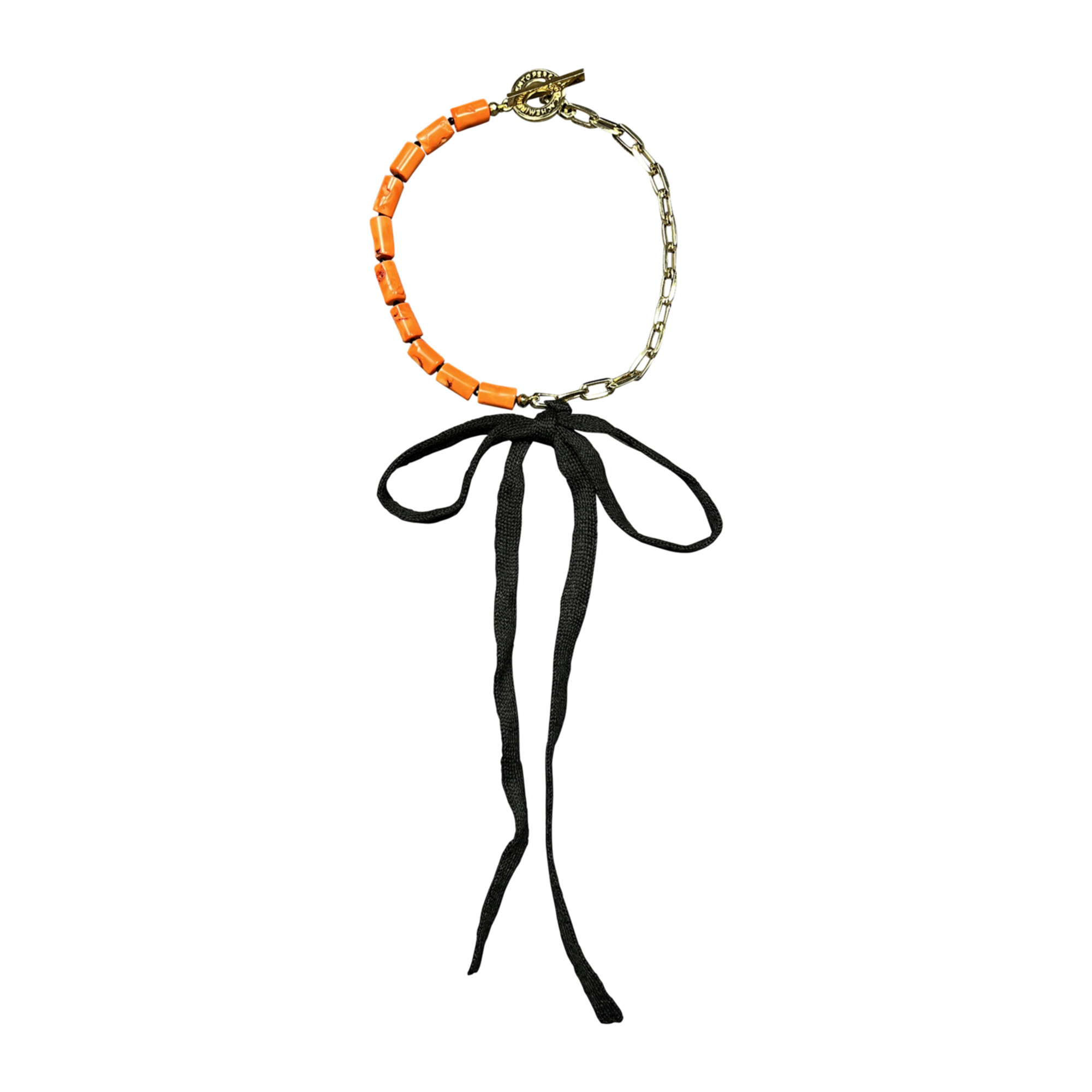 Collana "Bamboo Coral" con catena e nastro
